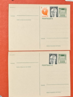 2 pcs. Stamp postcard, with 2 types of plus stamps, Germany, postal clearance