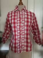 Almsach 40 Tyrolean blouse, Bavarian trachten, Alpine shirt, red and white checkered,