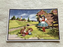 Antique, old graphic Easter postcard - barasits - postal clean -10.