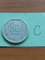 Peru 50 cents 2007 copper-nickel #c