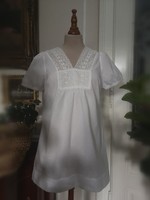 40 100% fine linen white blouse with green lace