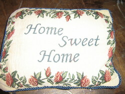 Gyönyörű szőttes vintage stílusú virágos Home Sweet Home díszpárna
