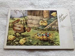Antik, régi grafikus  Húsvéti  képeslap                             -10.