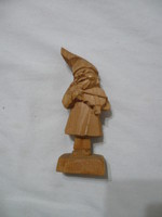 Small carved wooden dwarf statue figure