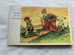 Antik, régi grafikus  Húsvéti  képeslap                                       -10.