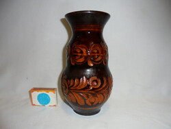 Glazed ceramic vase from Hódmezővásárhely - marked and named