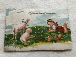 Antik, régi grafikus  Húsvéti  képeslap                                       -10.