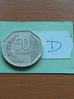 Peru 50 centimes 2013 copper-nickel #d