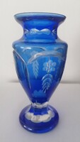 Blue crystal vase 14 cm high