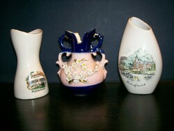 3 pcs different porcelain vases 9.10, 9 cm high