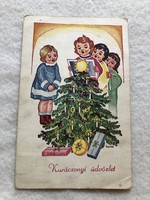 Antique, old graphic Christmas card - Gyulai -10.