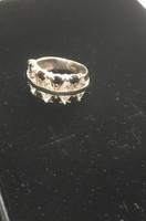 Impressive silver ring with onyx stones, size 51
