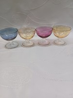Retro colored short drinking glass with a base, 4 pieces in one