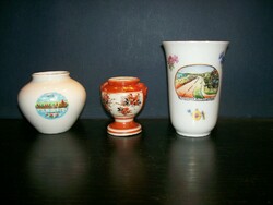 3 pcs different porcelain vases 9.10, 9 cm high