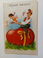 D202764 Easter postcard 1947 bonyhád - fadd folk costume