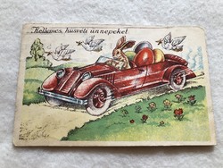 Antik, régi grafikus  Húsvéti  képeslap                             -10.