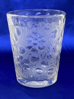 Antique polished flower-decorated thick-walled large glass glass, decorative glass rz
