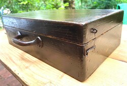 Small old wooden suitcase, suitcase, old school bag