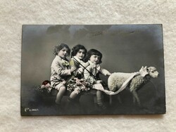 Antik, régi színezett Húsvéti  képeslap                             -10.