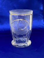 Antik bieder különleges formájú szarvas mintás aranyozott vadász üveg pohár  RZ