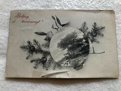 Antique, old Christmas card - damaged -10.