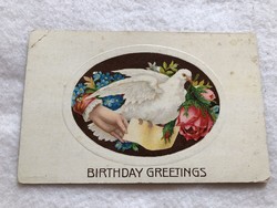 Antique, old litho birthday greeting card - 1909 -10.