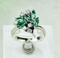 Gold ring with diamonds and emeralds. Large size