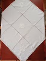 White embroidered azure square tablecloth