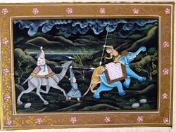 Hand painted on silk, numbered Indian picture