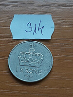 Norway 1 kroner 1982 copper-nickel, v. King Olav 314