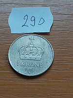 Norway 1 kroner 1975 copper-nickel, v. King Olav 290
