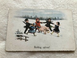 Antique, old graphic New Year's card - -10.