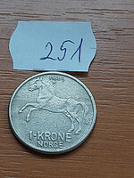 Norway 1 kroner 1968 olive v, horse copper-nickel 251