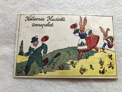 Antik, régi grafikus Húsvéti  képeslap                            -10.