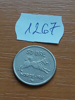 Norway 50 öre 1961 copper-nickel, v. King Olav, dog 1267