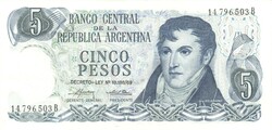 5 Pesos 1974-76 Argentine unc