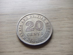 Malájföld és Brit Borneo 20 Cent  1961