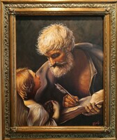 Saint Matthew and the Angel oil painting by Zoltán Zsitva