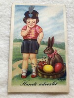 Antik, régi grafikus  Húsvéti  képeslap - Postatiszta                                  -10.