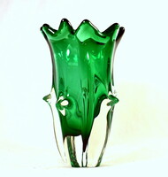Josef hospodka (1923-1989) Czech green kirsál glass vase