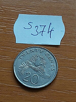 Singapore 20 cents 1988 copper-nickel, calliandra surinamensis s374
