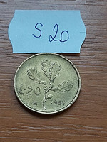Italy 20 lira 1981 aluminum bronze, oak leaves s20