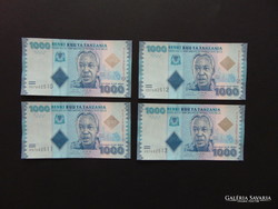 Tanzania 4 pieces 1000 shillings unfolded - tracking number !