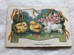 Antik, régi grafikus Húsvéti képeslap                                    -10.