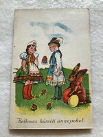Antik, régi grafikus Húsvéti képeslap                                    -10.