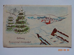 Régi grafikus karácsonyi üdvözlő képeslap (1941)