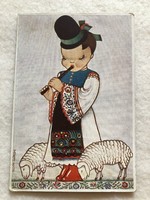 Antique, old m. Kató Patz - Mezőkövesd sheepskin postcard -10.