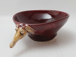 Handcrafted ceramics, bowl with a dog's head, artificial plate