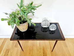 Special wrought iron glass side table, storage