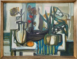 Ágnes Paróczi (1937 - ) cubist cendélet c. Gallery painting with original guarantee